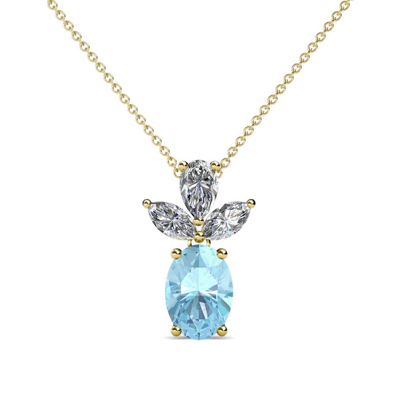 Rayen Aquamarine and Diamond Slider Pendant 