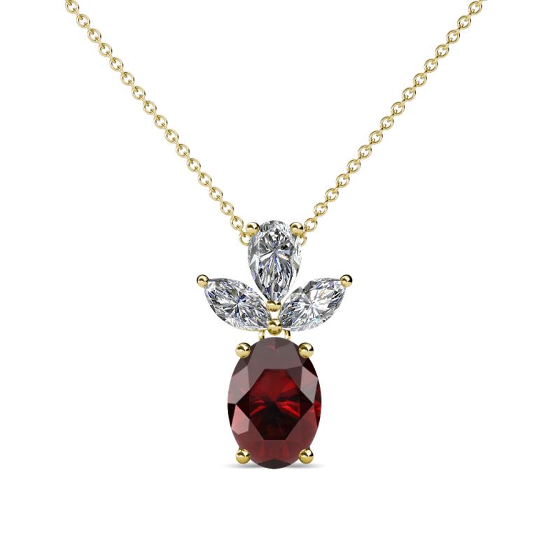 Rayen Red Garnet and Diamond Slider Pendant 