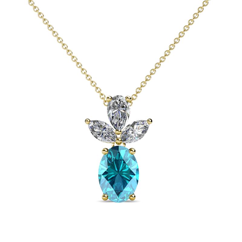 Rayen London Blue Topaz and Diamond Slider Pendant 