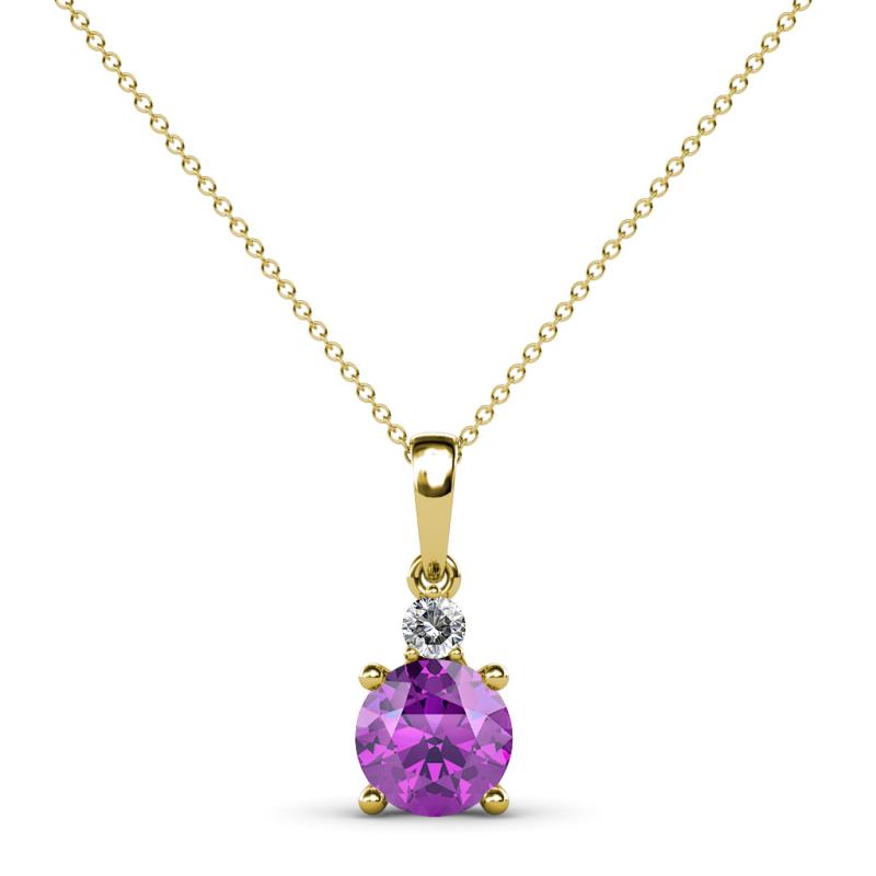 Reyne Amethyst and Diamond Two Stone Pendant 
