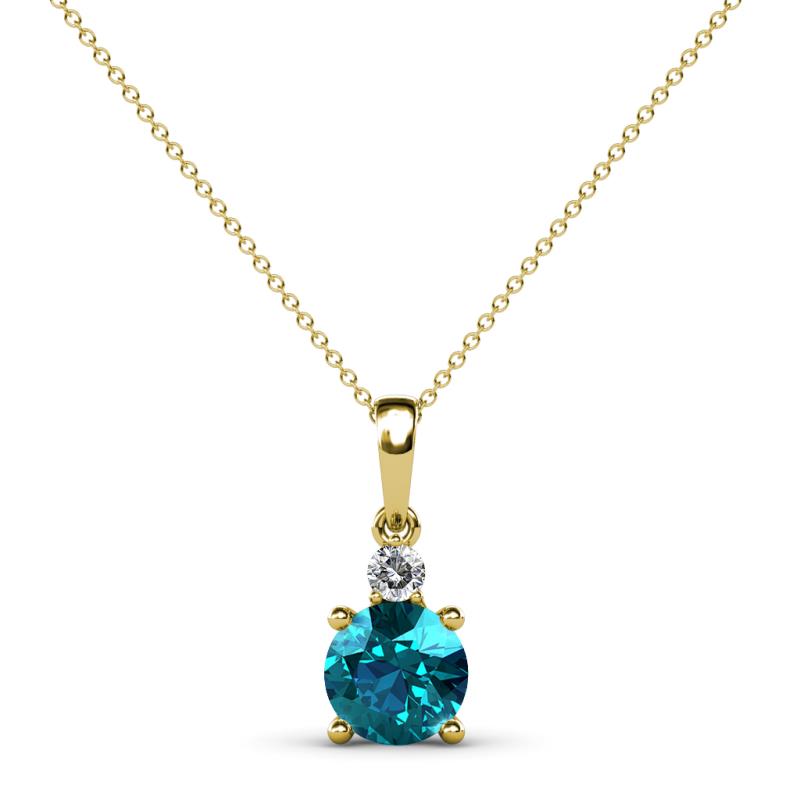 Reyne London Blue Topaz and Diamond Two Stone Pendant 