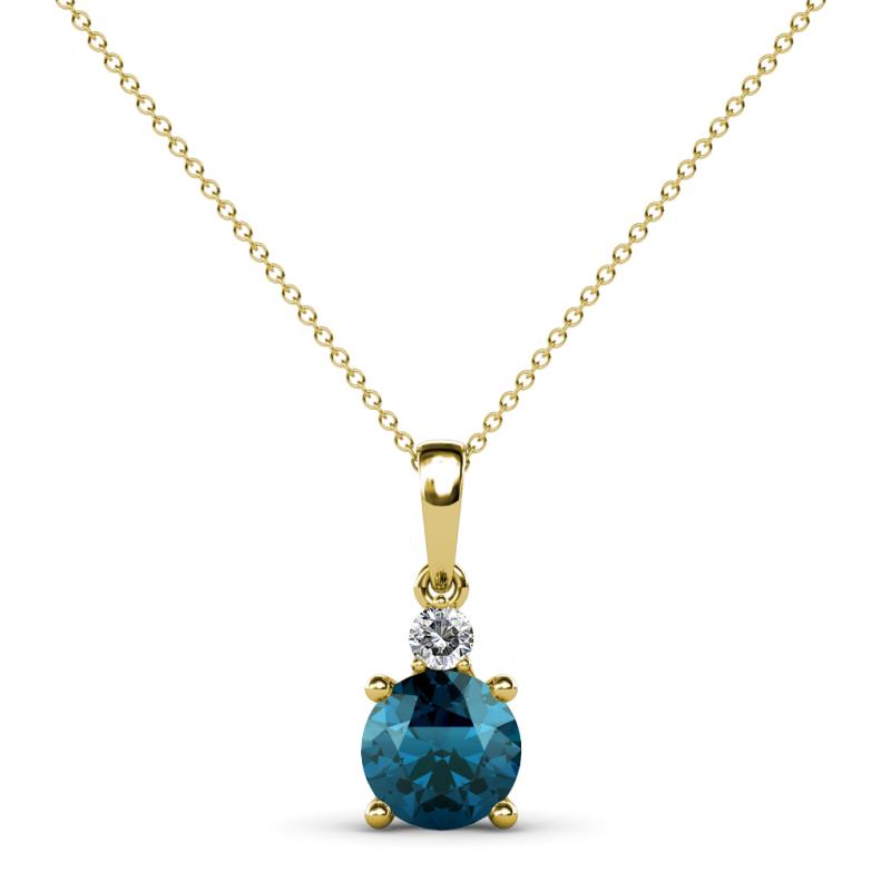 Reyne Blue and White Diamond Two Stone Pendant 