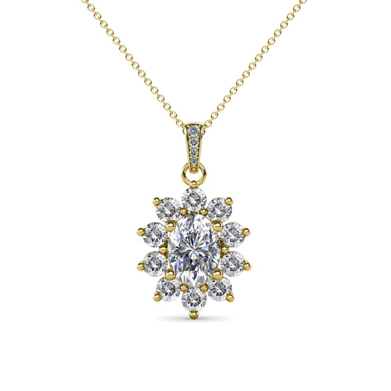 Raizel (7 x 5 mm) Diamond Floral Halo Pendant 