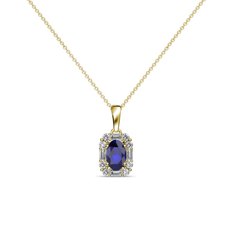 Edlyn Blue Sapphire and Diamond Halo Pendant 