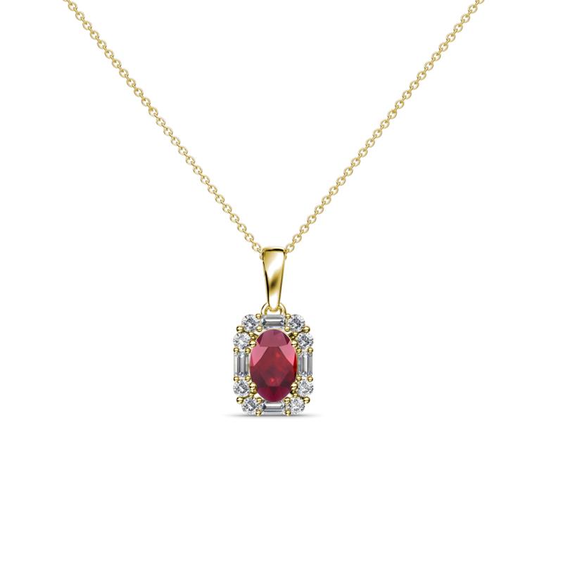 Edlyn Ruby and Diamond Halo Pendant 