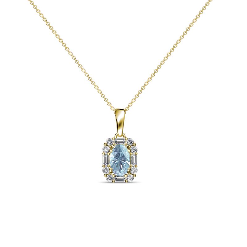 Edlyn Aquamarine and Diamond Halo Pendant 