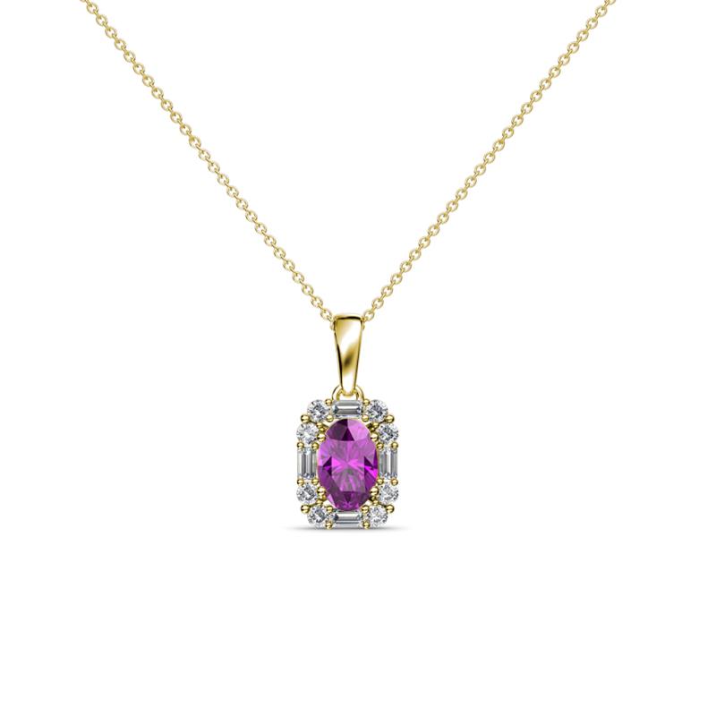 Edlyn Amethyst and Diamond Halo Pendant 
