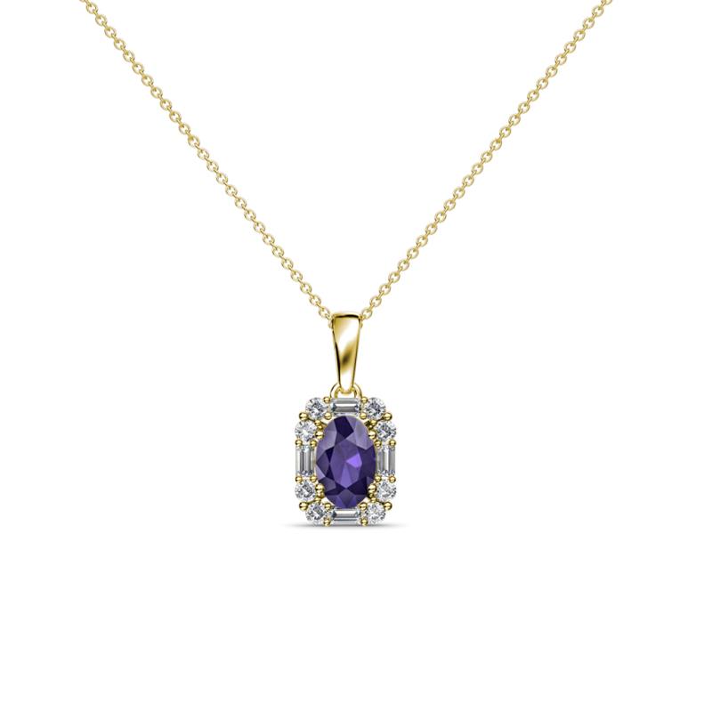 Edlyn Iolite and Diamond Halo Pendant 
