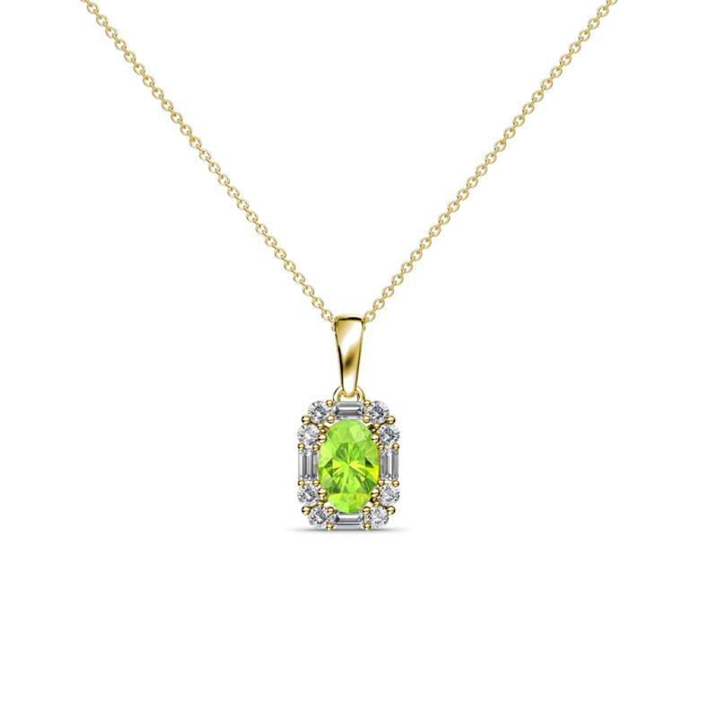 Edlyn Peridot and Diamond Halo Pendant 