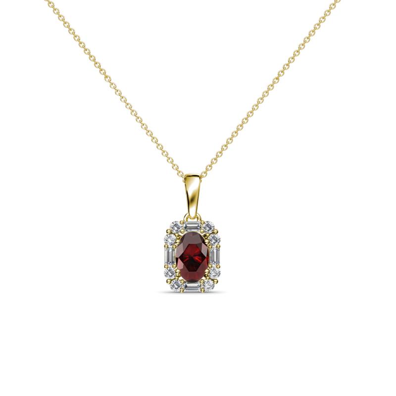 Edlyn Red Garnet and Diamond Halo Pendant 