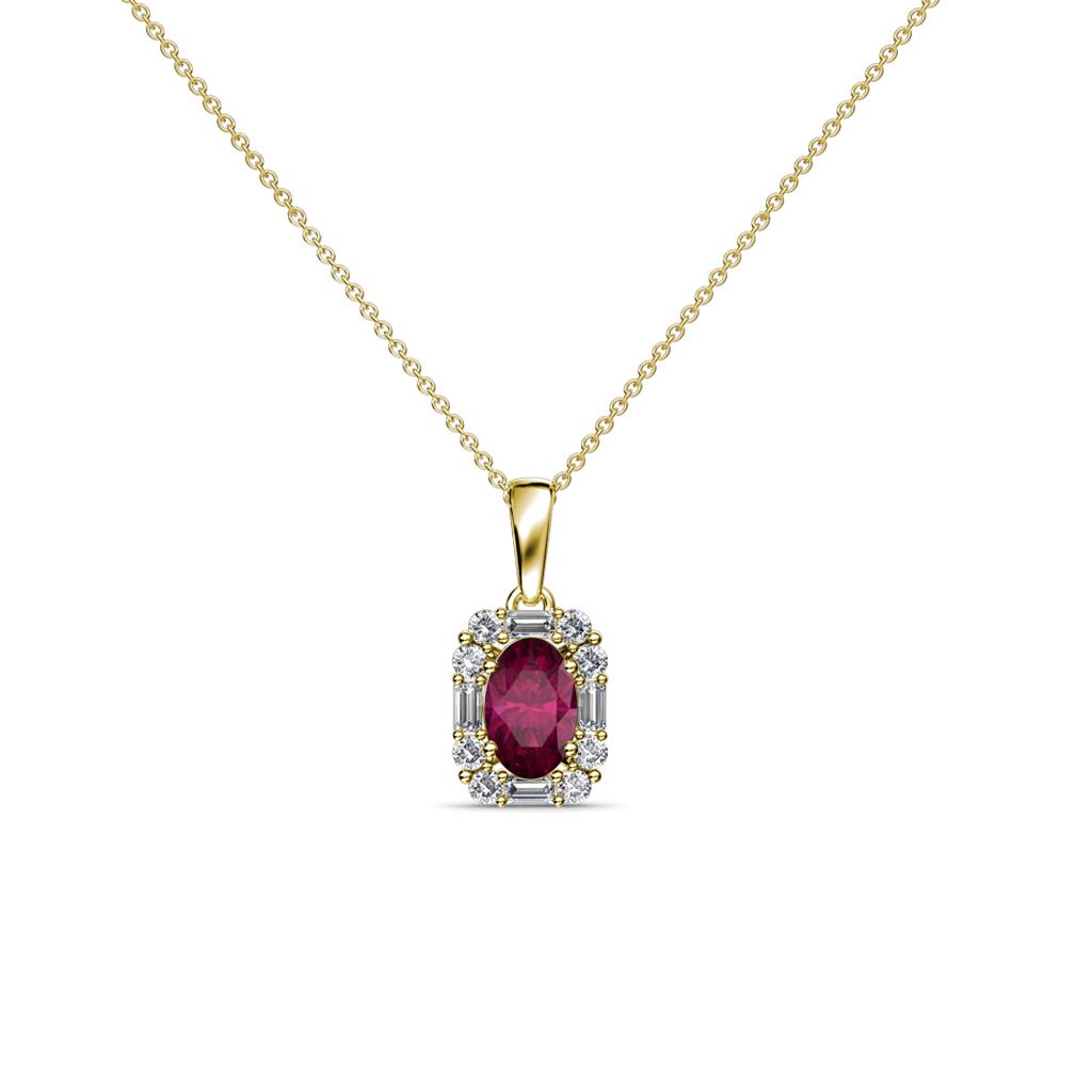 Edlyn Rhodolite Garnet and Diamond Halo Pendant 