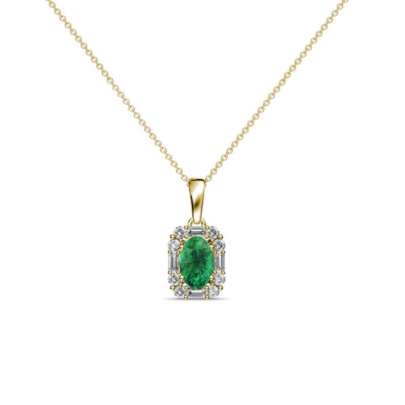 Edlyn Emerald and Diamond Halo Pendant 