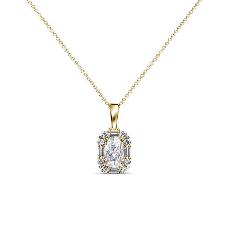 Edlyn White Sapphire and Diamond Halo Pendant 