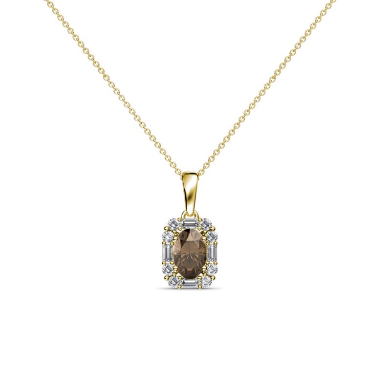 Edlyn Smoky Quartz and Diamond Halo Pendant 