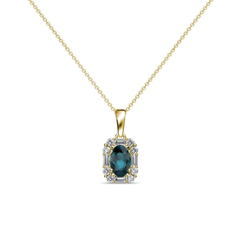 Edlyn London Blue Topaz and Diamond Halo Pendant 