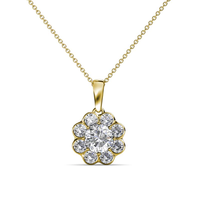 Urania 0.90 ctw Natural Diamond (5.00 mm) and Lab Grown Diamond Floral Halo Pendant 