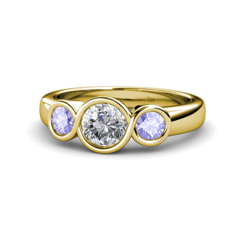 Naava Diamond and Tanzanite Three Stone Engagement Ring 