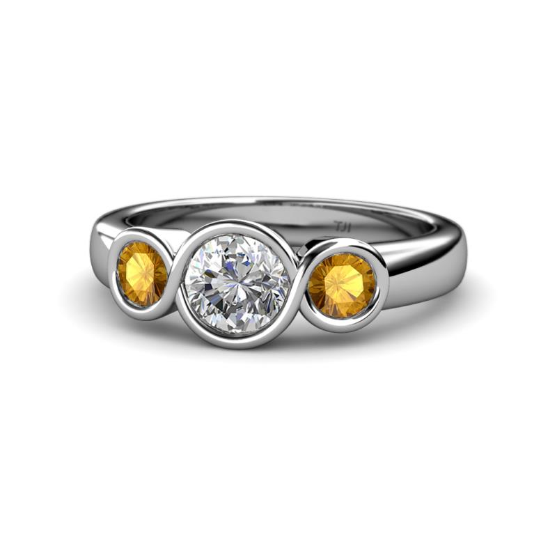 Naava Diamond and Citrine Three Stone Engagement Ring 