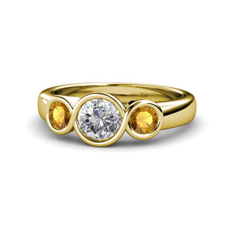 Naava Diamond and Citrine Three Stone Engagement Ring 