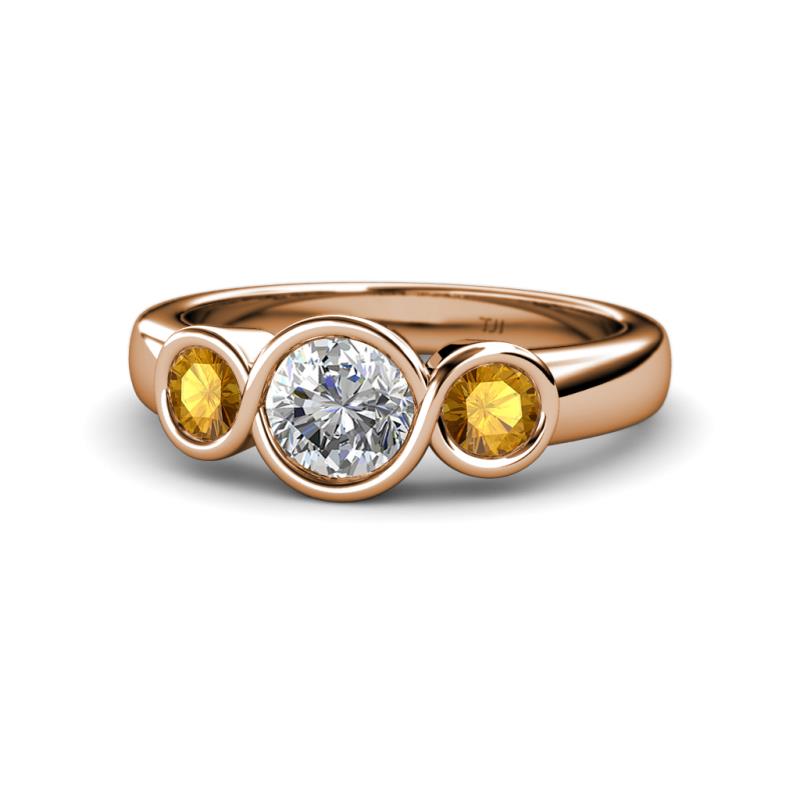 Naava Diamond and Citrine Three Stone Engagement Ring 