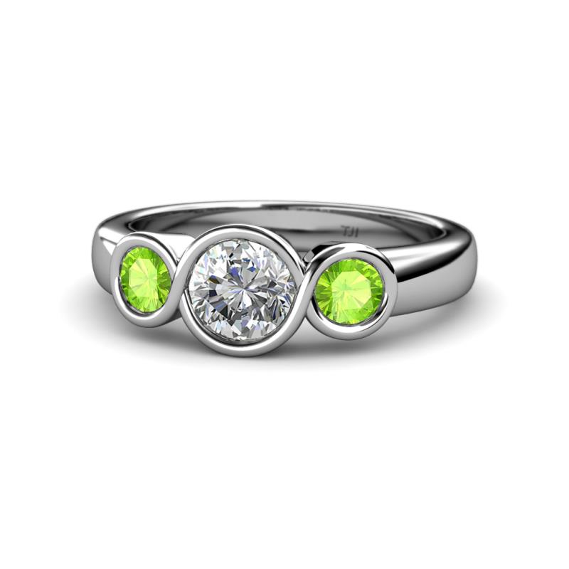 Naava Diamond and Peridot Three Stone Engagement Ring 