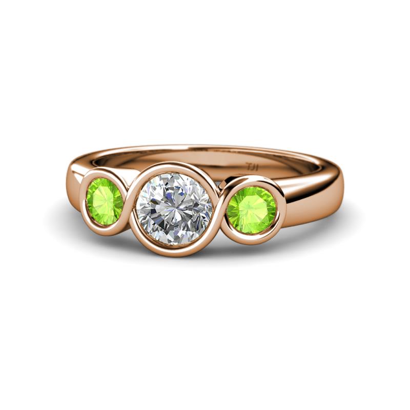 Naava Diamond and Peridot Three Stone Engagement Ring 