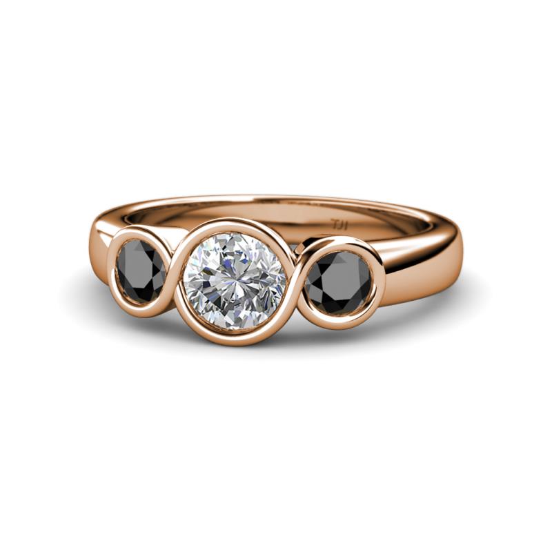 Naava Black and White Diamond Three Stone Engagement Ring 