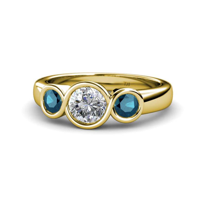 Naava Blue and White Diamond Three Stone Engagement Ring 