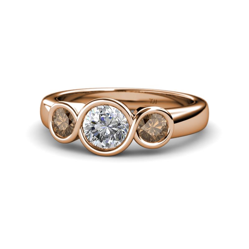 Naava Diamond and Smoky Quartz Three Stone Engagement Ring 