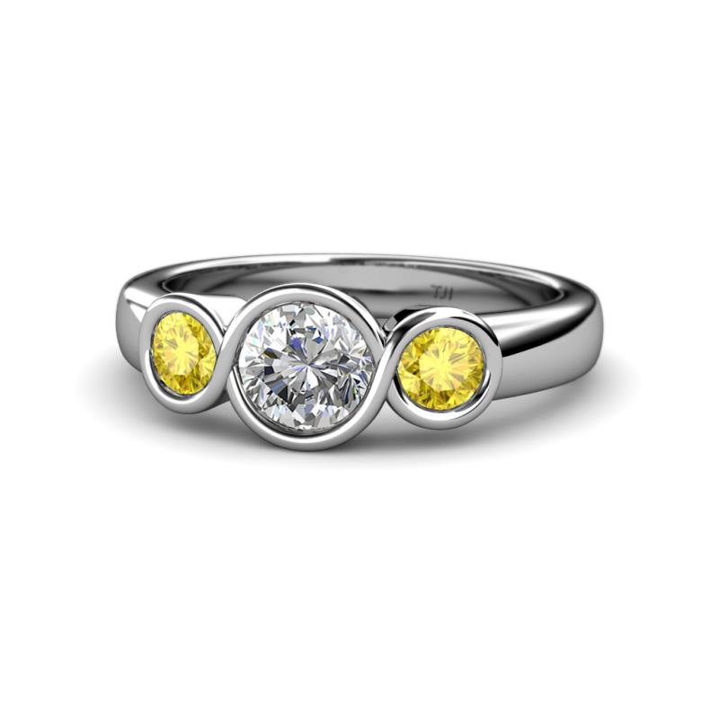 Naava Diamond and Yellow Sapphire Three Stone Engagement Ring 