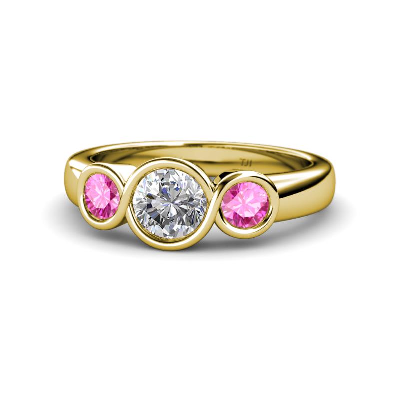Naava Diamond and Pink Sapphire Three Stone Engagement Ring 
