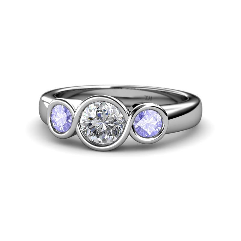 Naava Diamond and Tanzanite Three Stone Engagement Ring 