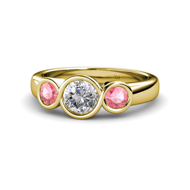 Naava Diamond and Pink Tourmaline Three Stone Engagement Ring 