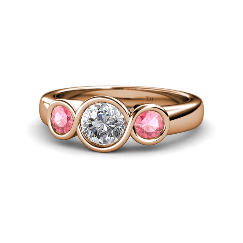 Naava Diamond and Pink Tourmaline Three Stone Engagement Ring 