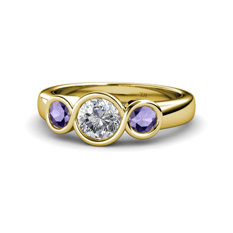 Naava Diamond and Iolite Three Stone Engagement Ring 