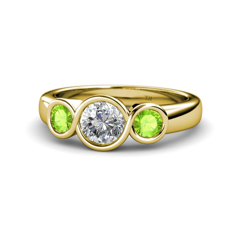 Naava Diamond and Peridot Three Stone Engagement Ring 