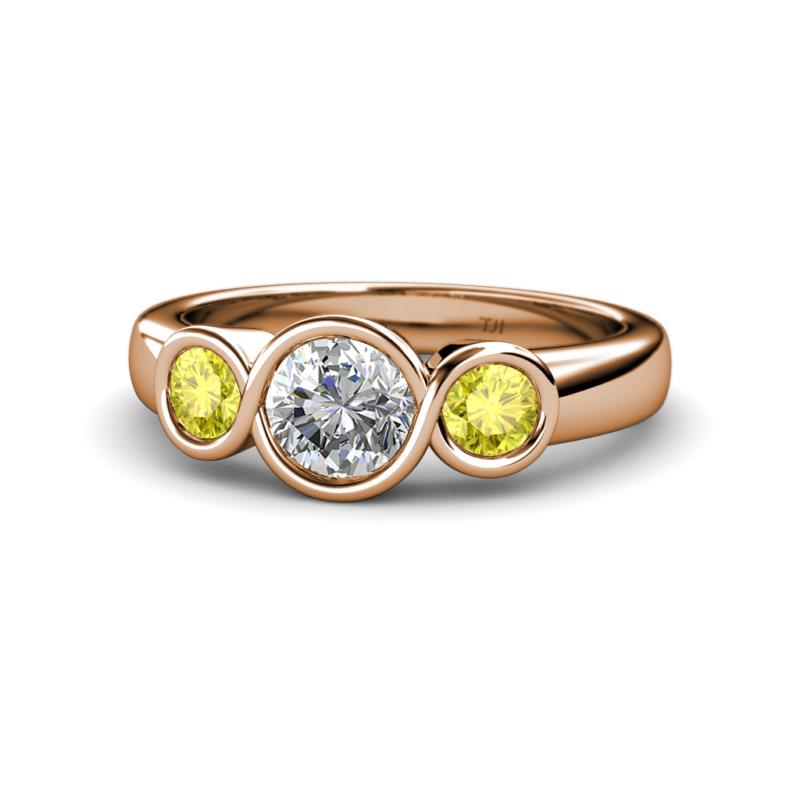 Naava Yellow and White Diamond Three Stone Engagement Ring 