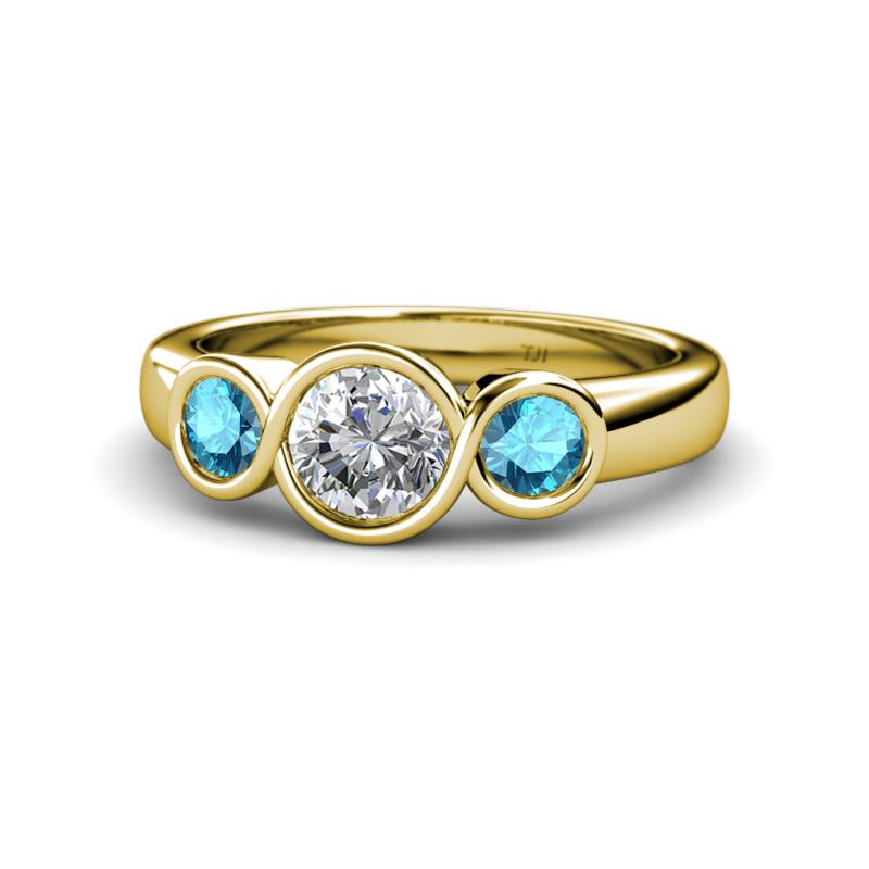 Naava Diamond and London Blue Topaz Three Stone Engagement Ring 