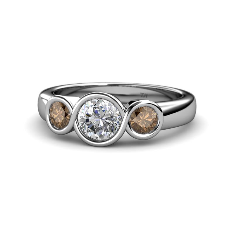 Naava Diamond and Smoky Quartz Three Stone Engagement Ring 