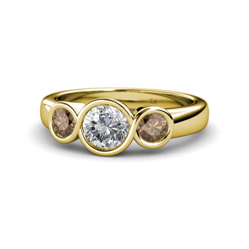 Naava Diamond and Smoky Quartz Three Stone Engagement Ring 