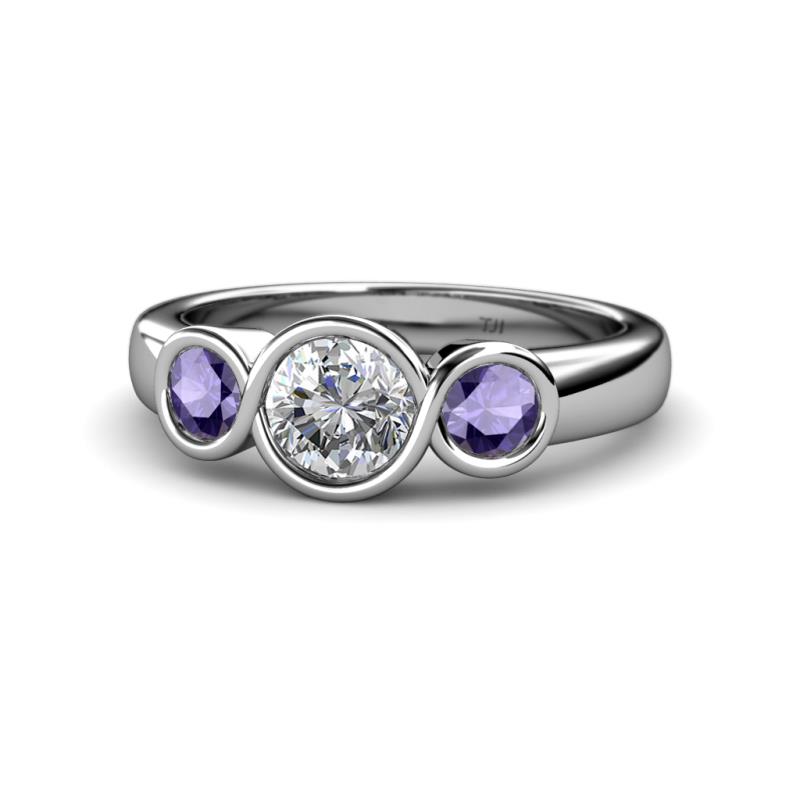 Naava Diamond and Iolite Three Stone Engagement Ring 