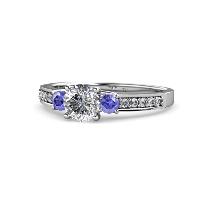 Dzeni Diamond and Tanzanite Three Stone Engagement Ring 