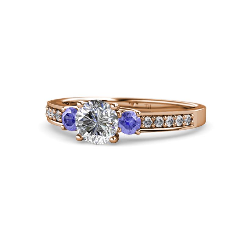 Dzeni Diamond and Tanzanite Three Stone Engagement Ring 