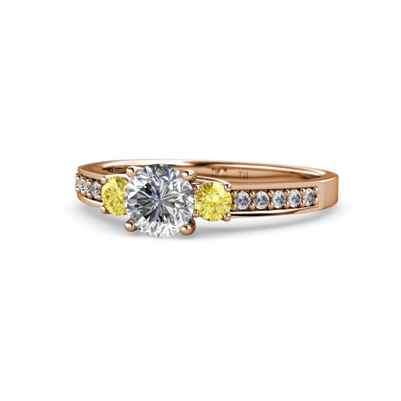 Dzeni Diamond and Yellow Sapphire Three Stone Engagement Ring 