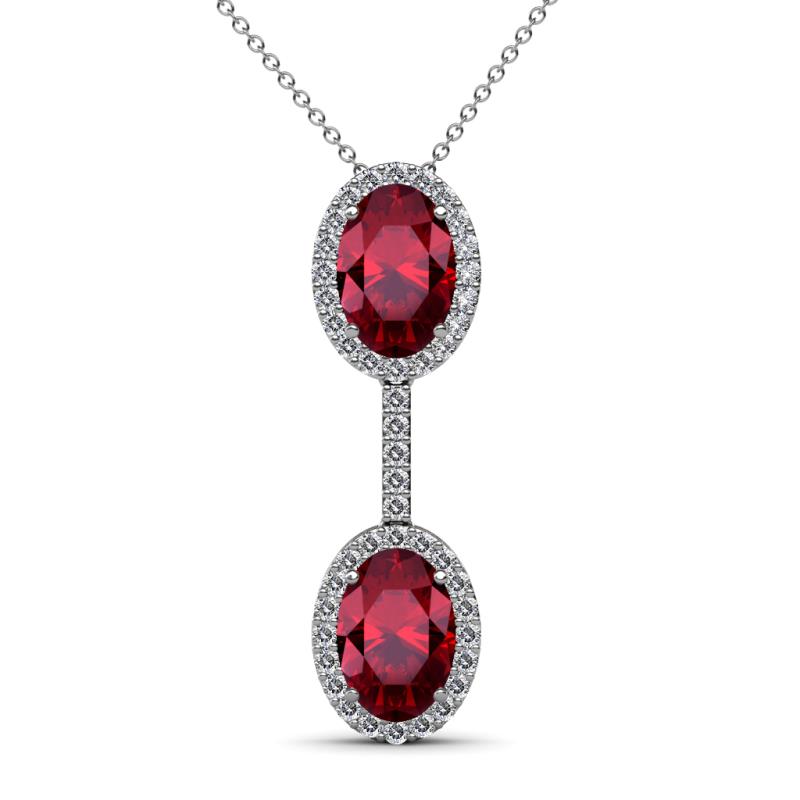 Zaneta Ruby and Diamond Halo Slider Pendant 