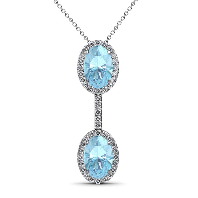 Zaneta Aquamarine and Diamond Halo Slider Pendant 