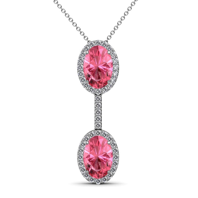 Zaneta Pink Tourmaline and Diamond Halo Slider Pendant 