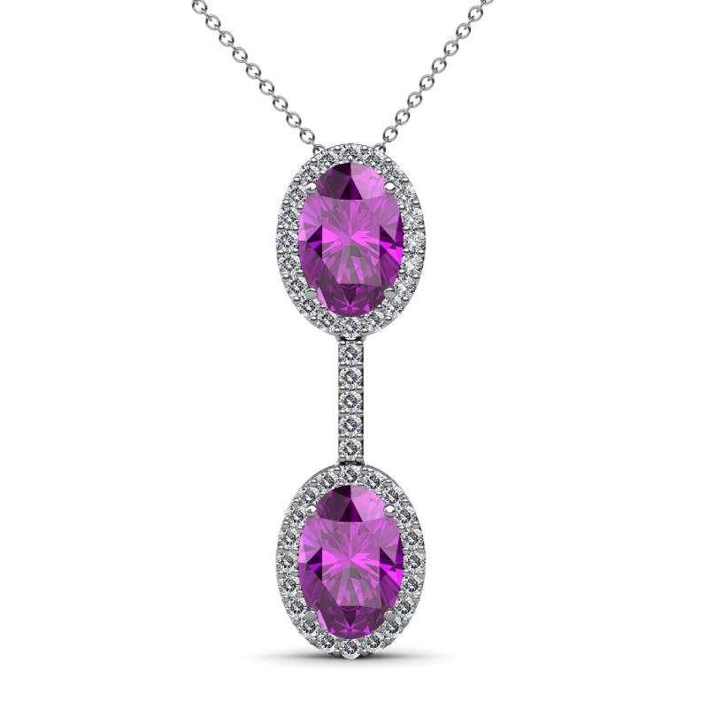 Zaneta Amethyst and Diamond Halo Slider Pendant 