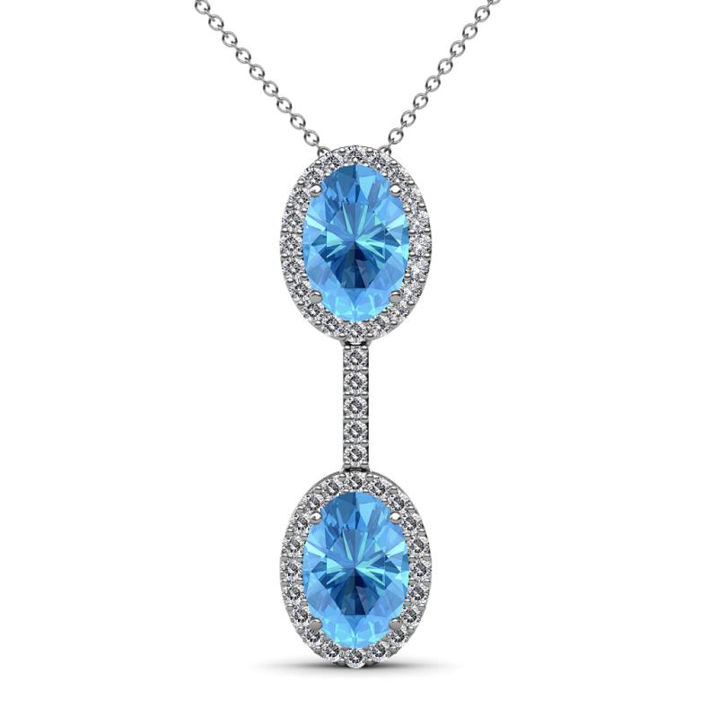 Zaneta Blue Topaz and Diamond Halo Slider Pendant 