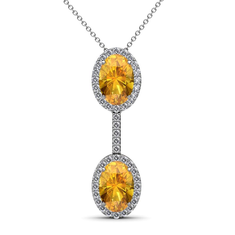 Zaneta Citrine and Diamond Halo Slider Pendant 